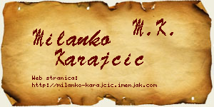 Milanko Karajčić vizit kartica